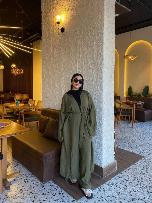 Wrap Linen Set - Olive