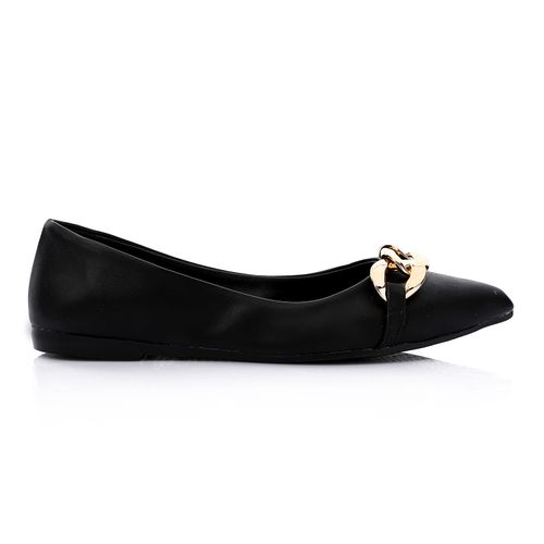 Leather Comfortable Ballerina - Black