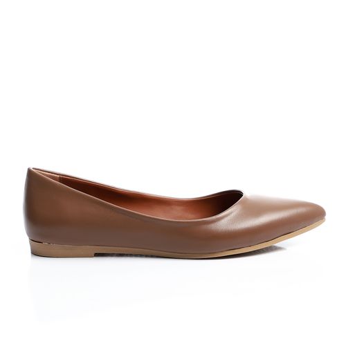 Faux Leather Ballet Flats – Coffee