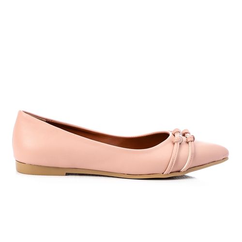 Faux Leather Knotted Pointed Flats – Pink