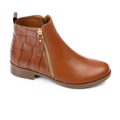 Faux Leather Side-Zip Ankle Boots – Tan