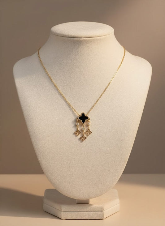 Stainless Steel Clover Pendant Necklace – Gold