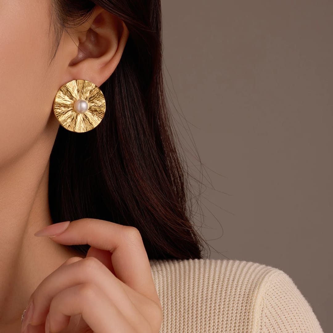 Gold-Plated Floral Earrings