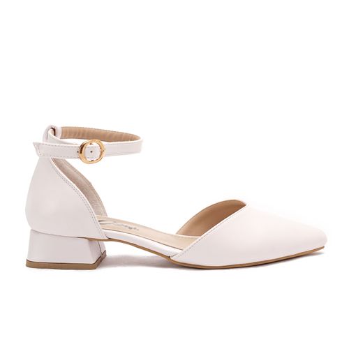 Faux Leather D'Orsay Pump - White
