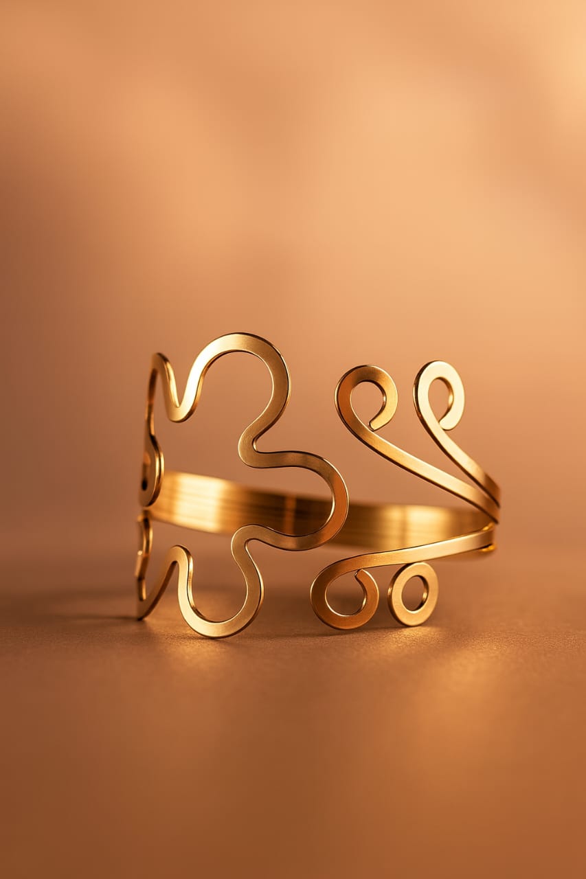 Zinc Alloy Floral Pattern Arm Cuff Bracelet – Gold