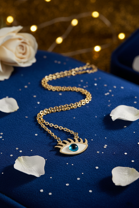 Stainless Steel Eye Pendant Necklace – Gold