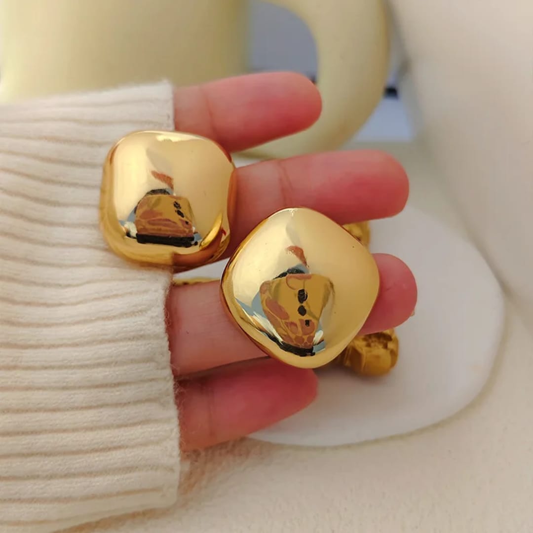 Gold-Plated Square Earrings