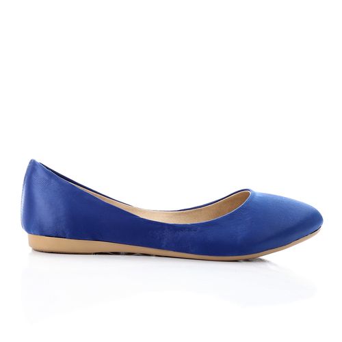 Suede Texture Ballet Flats – Blue