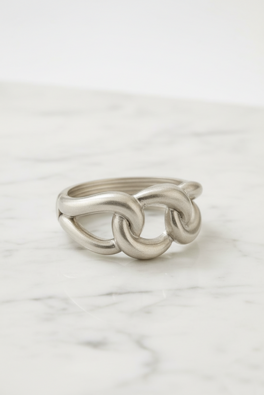 Plated Metal Interlocking Chain Bracelet – Silver