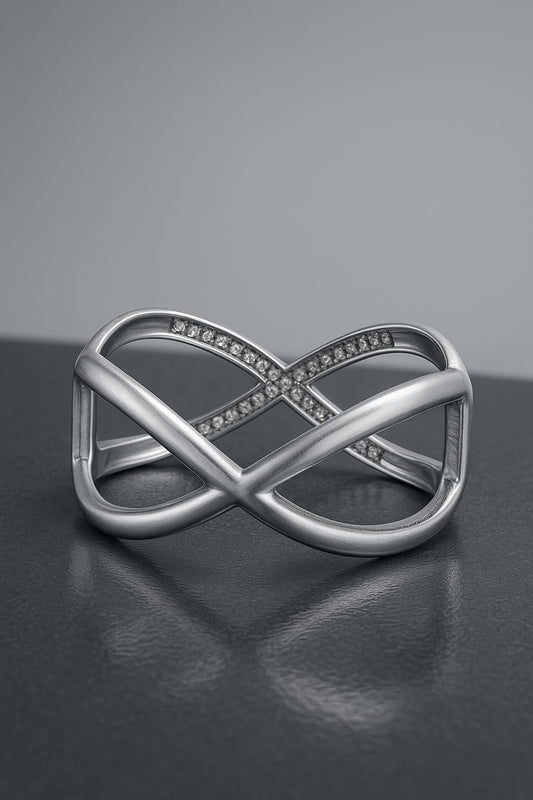 Plated Metal Infinity Design Bracelet – Silver