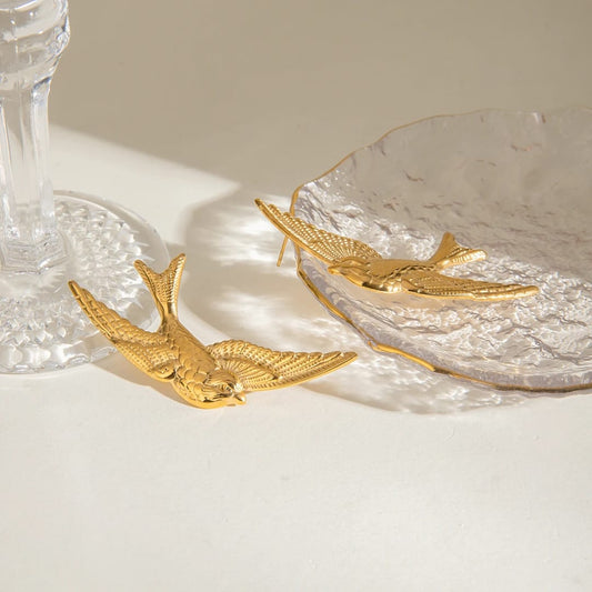 Gold-Plated Swallow Earrings