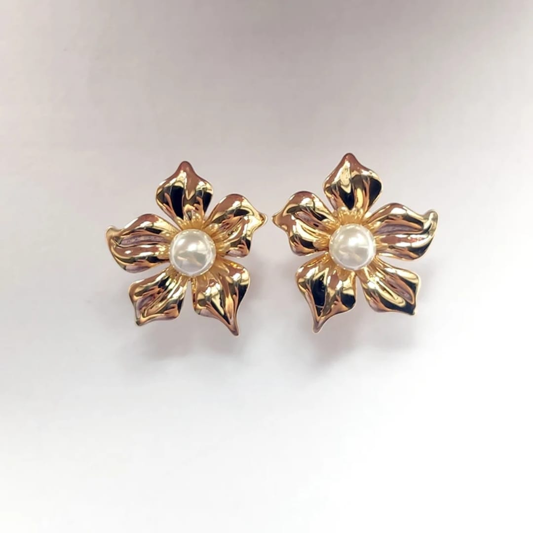 Gold-Plated Flower Earrings