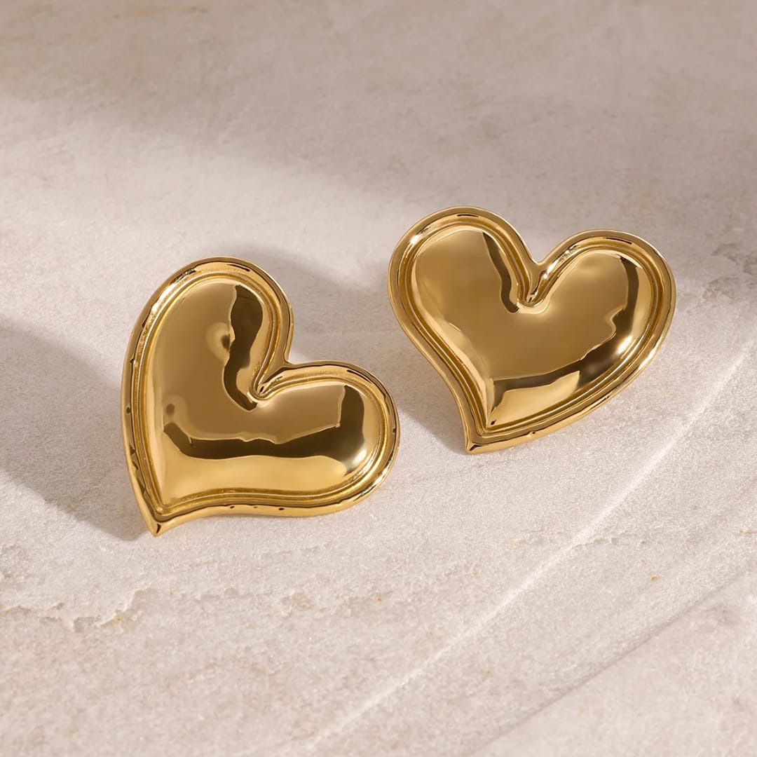 Gold-Plated Shape Heart Earrings