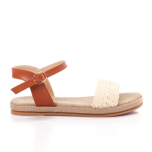 Woven Ankle Strap Sandals - White