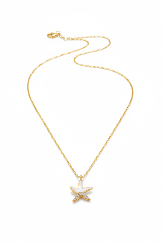 Stainless Steel Starfish Pendant Necklace – Gold