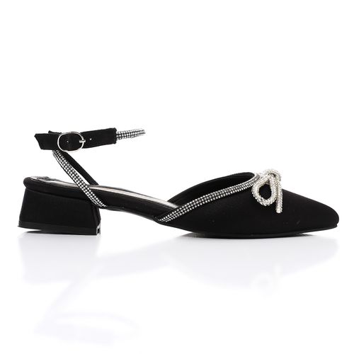 Faux Suede Glamour Bow Shoes - Black
