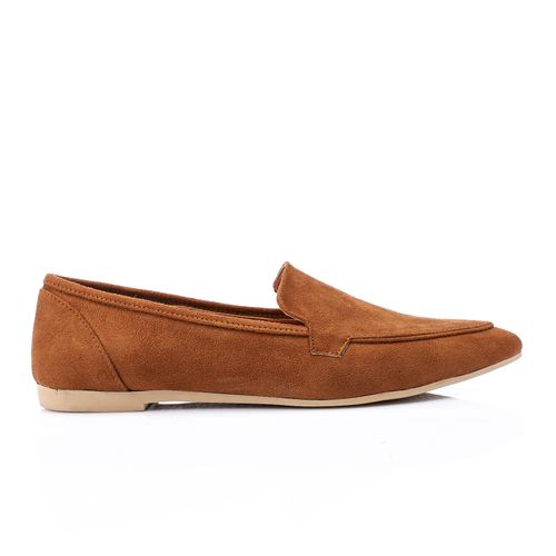 Suede Pointed Slip-On Loafers – Light Tan
