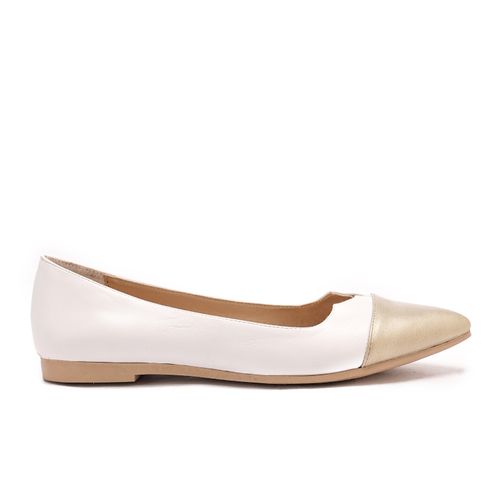 Leather Bi-Tone Ballerina - White