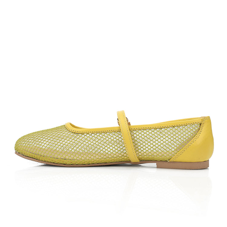 Mesh Ballerina Flats - Yellow