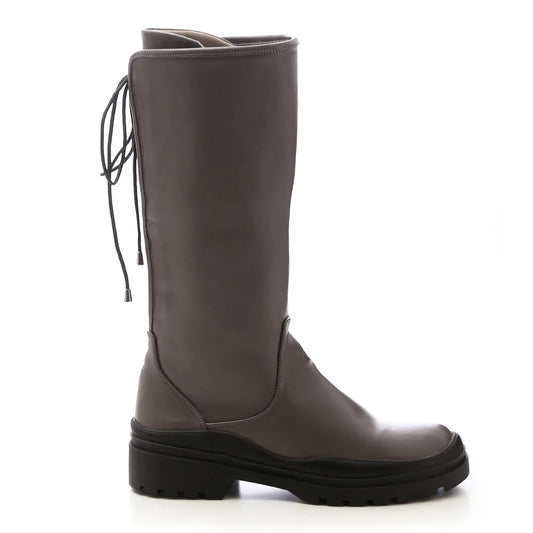 Faux Leather Knee-High Boots – Grey