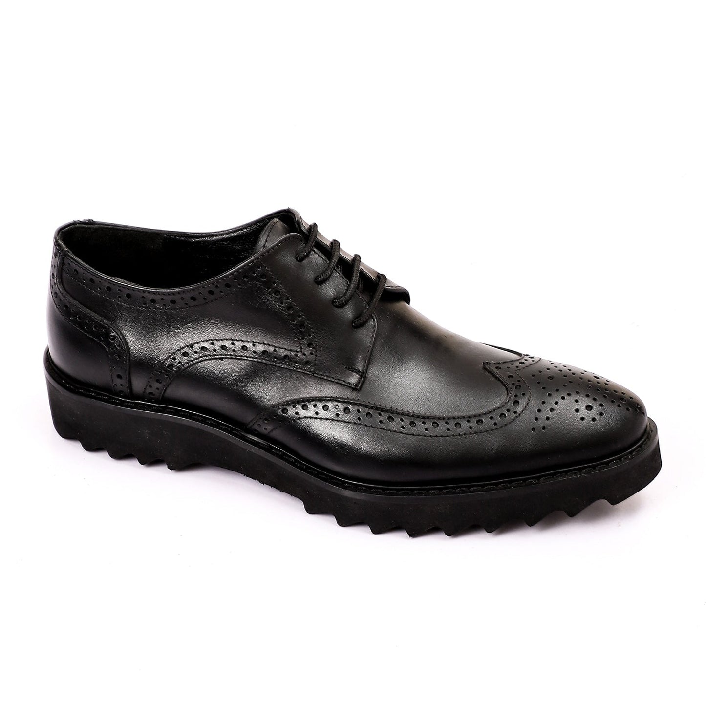 Leather Lace-Up Brogue Shoes – Black
