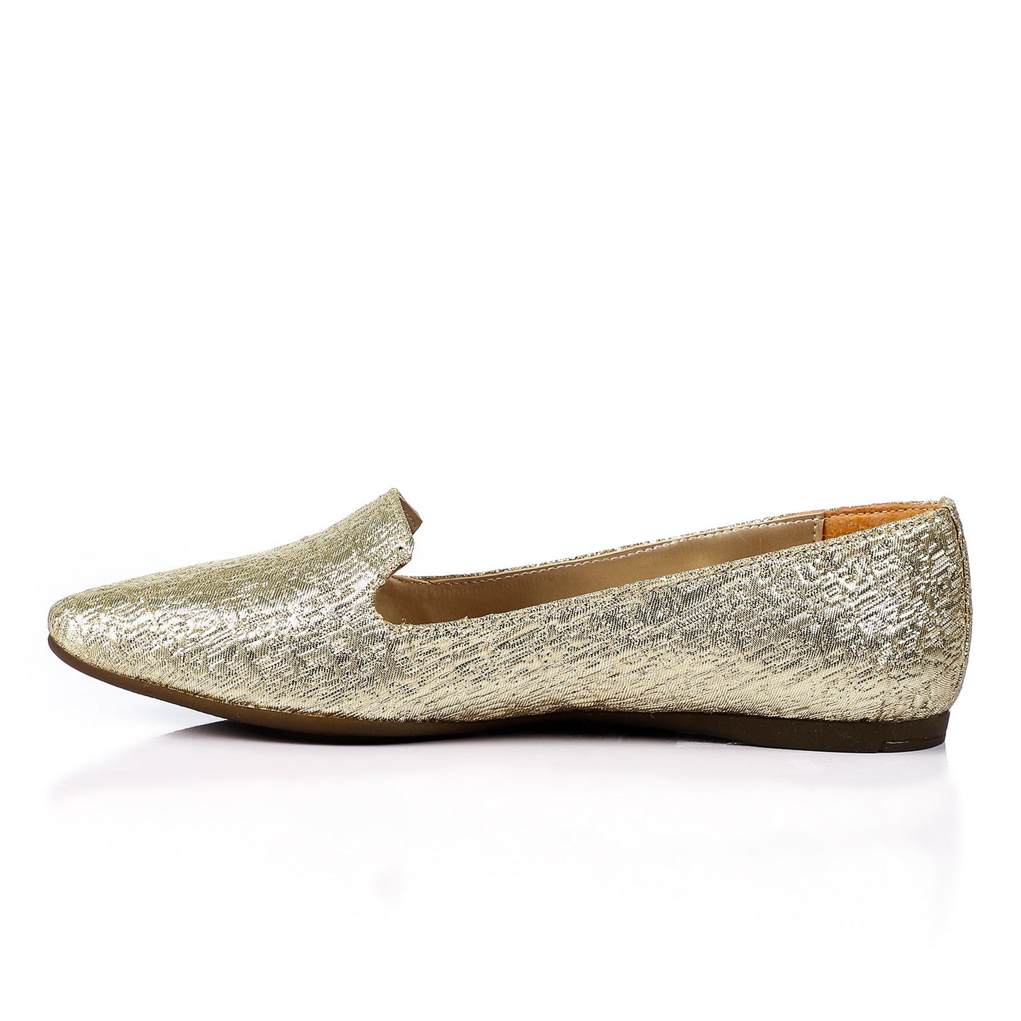 Faux Leather Pointed Toe Slip-On Flats - Gold