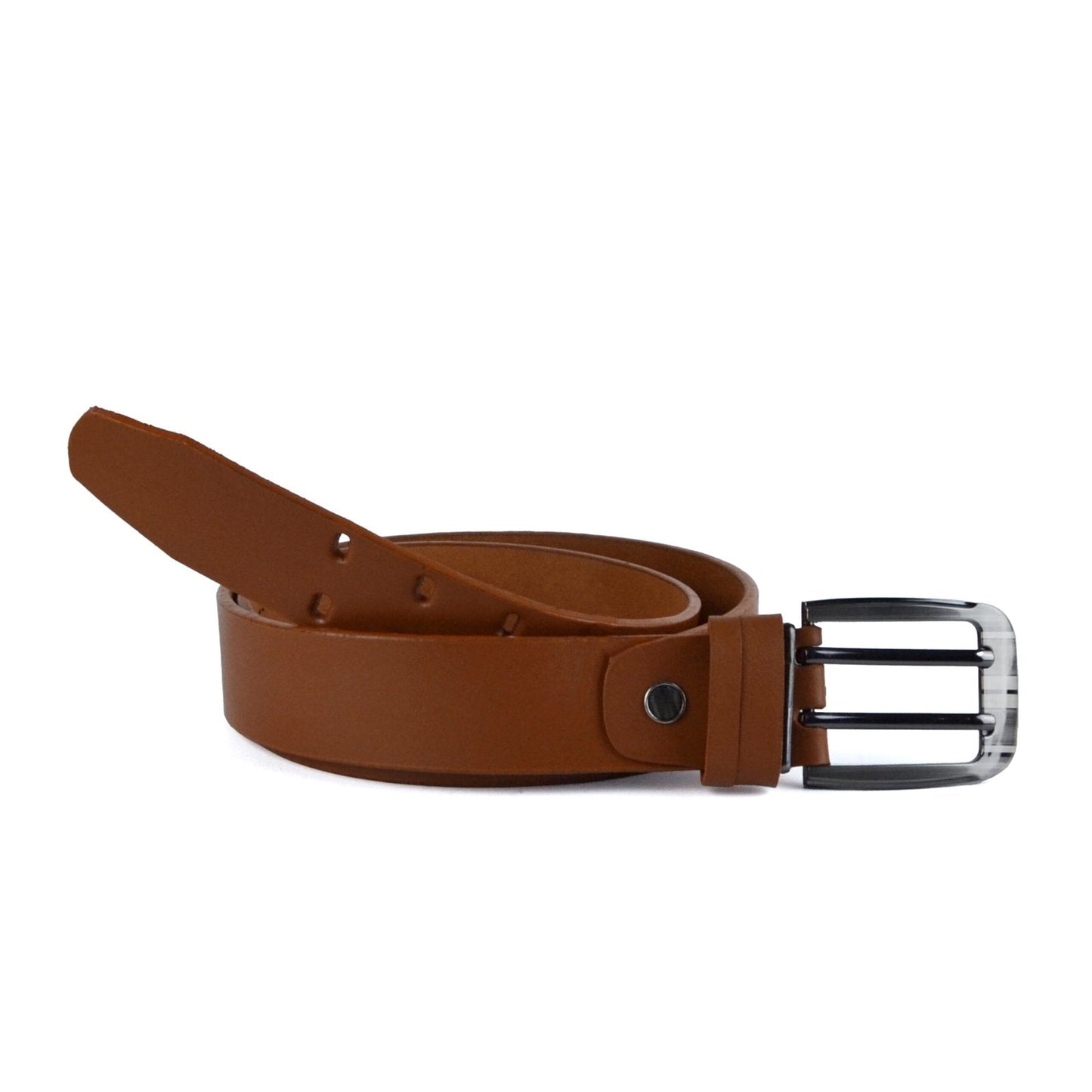 Leather Classic Belt Textured Buckle - Tan