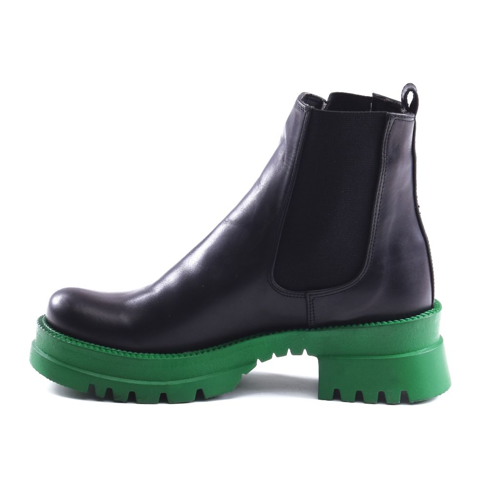Faux Leather Green Sole Chelsea Boots – Black