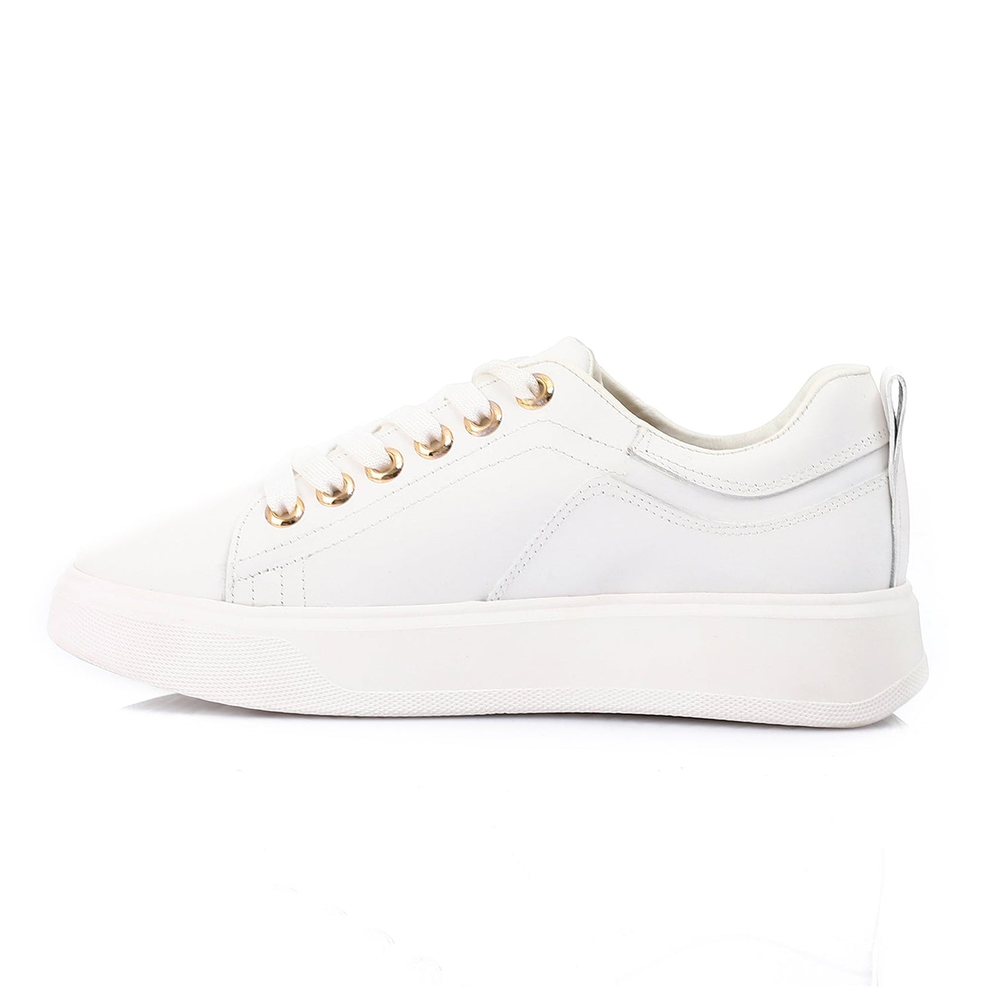 Faux Leather Casual Sneakers - White