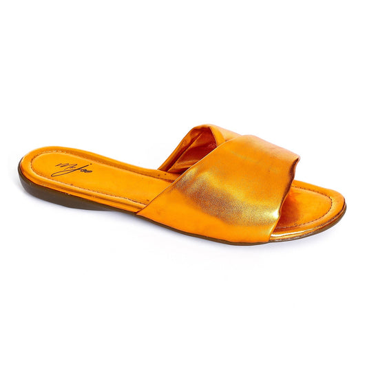 Faux Leather Slip-On Sandals - Orange