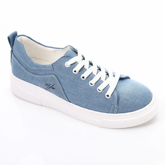 Denim Lace-Up Casual Sneakers – Light Blue
