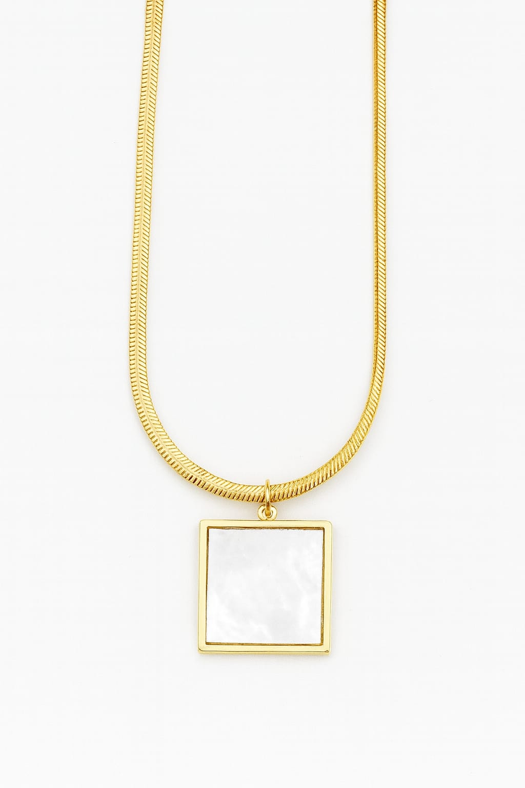 Stainless Steel Square Geometric Pendant Necklace – Gold