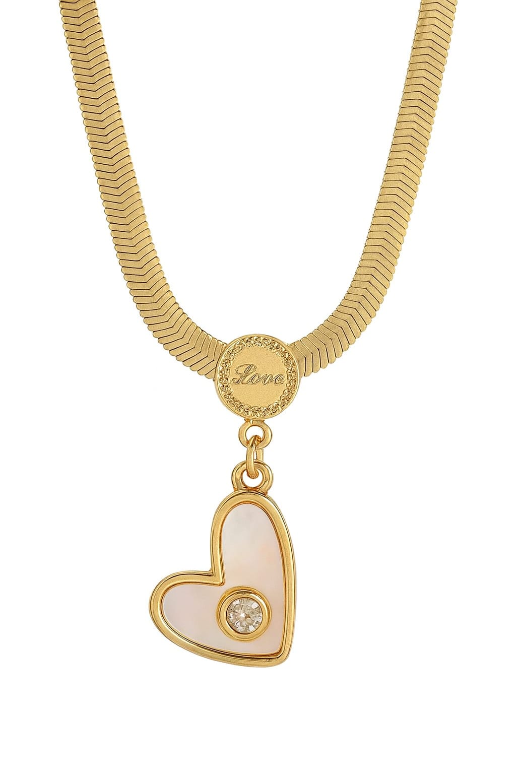Stainless Steel Heart Pendant Necklace – Gold