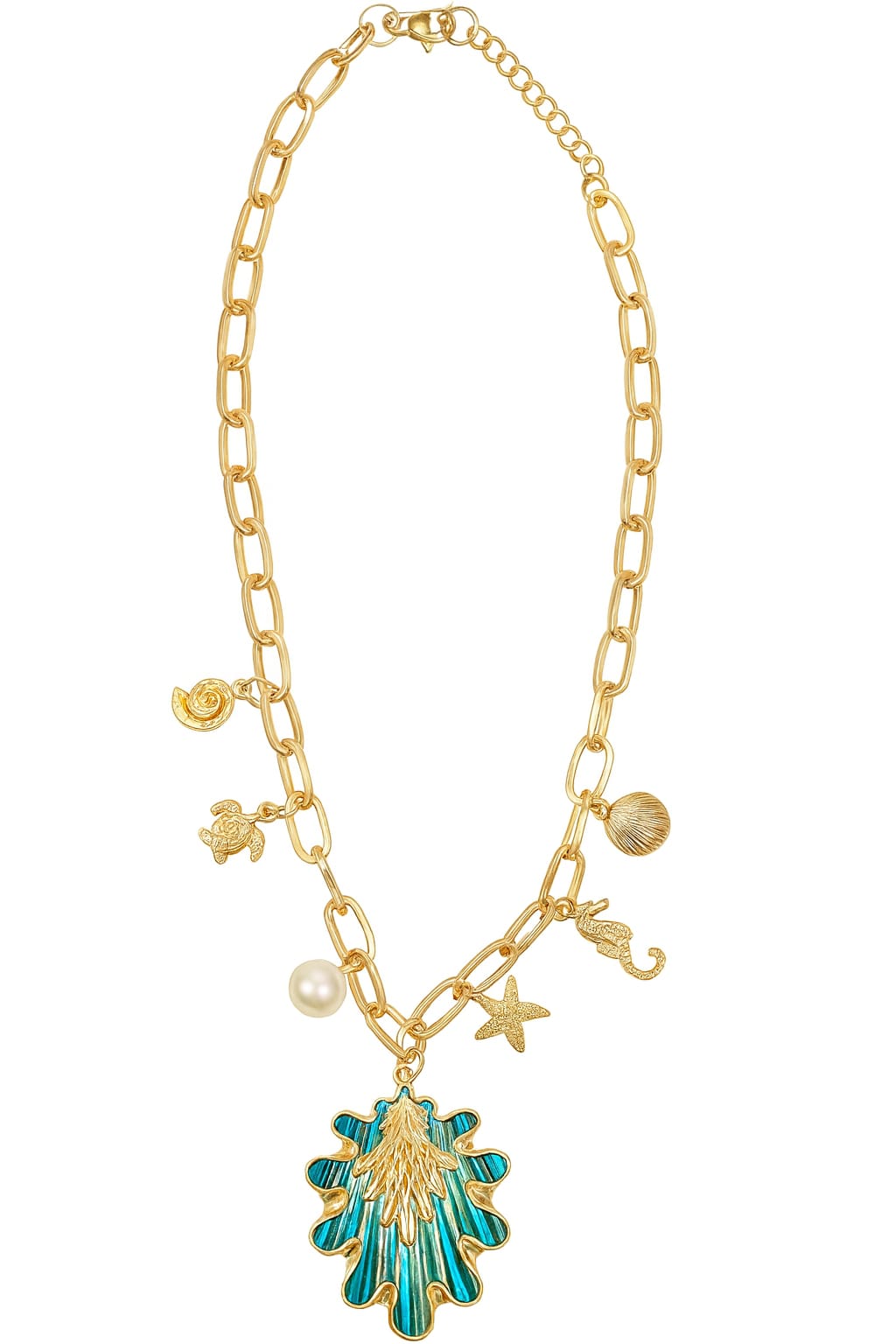 Zinc Alloy Colorful Sea Charm Necklace – Gold