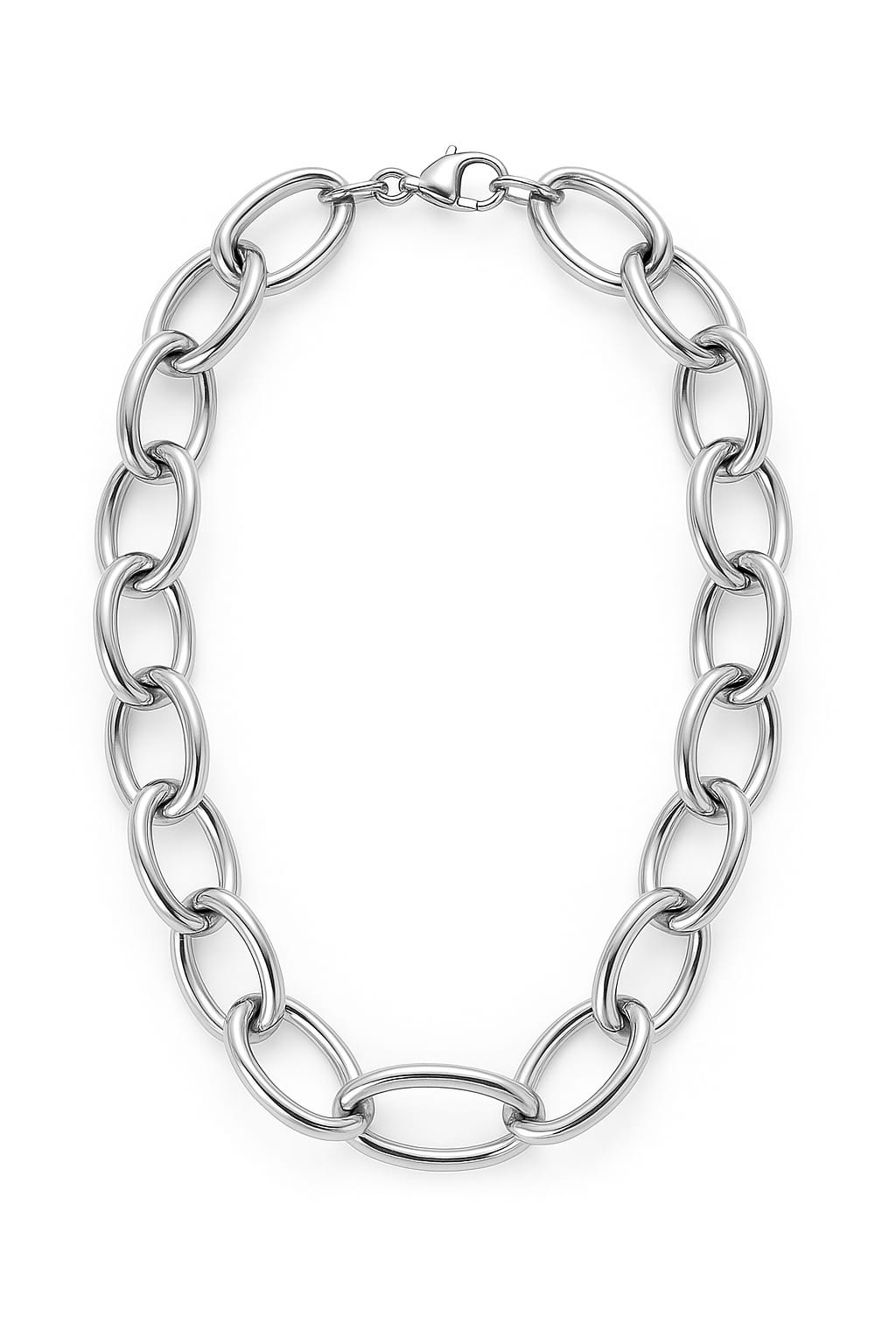 Zinc Alloy Thick Interlocking Chain Necklace – Silver