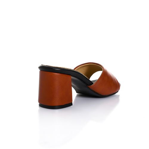 Faux Leather Heeled Slippers - Havan