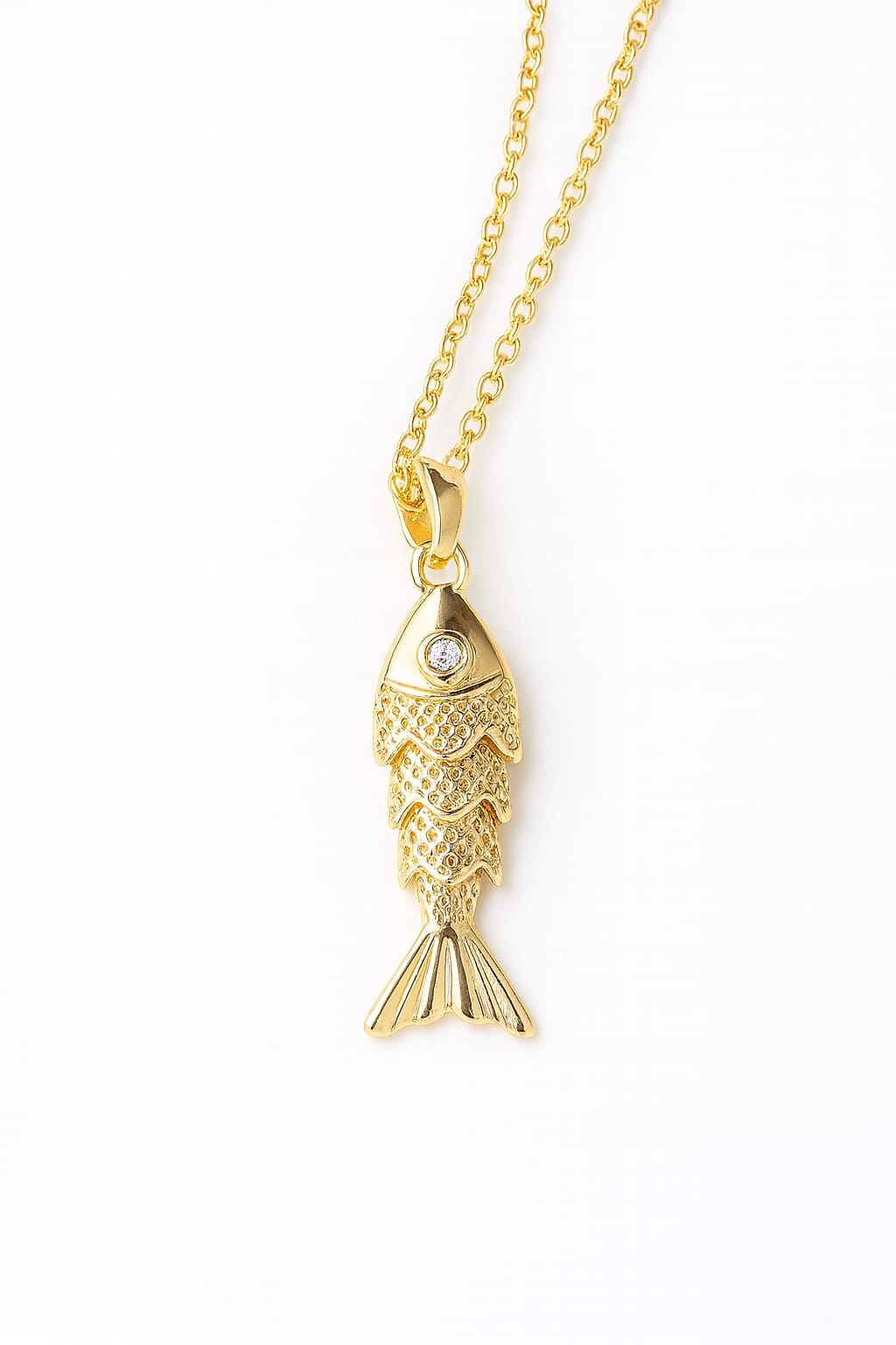 Stainless Steel Fish Pendant Necklace – Gold