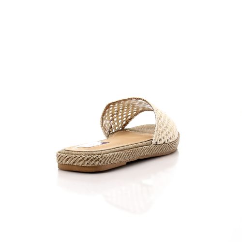 Faux Leather Woven Slide Sandals - White