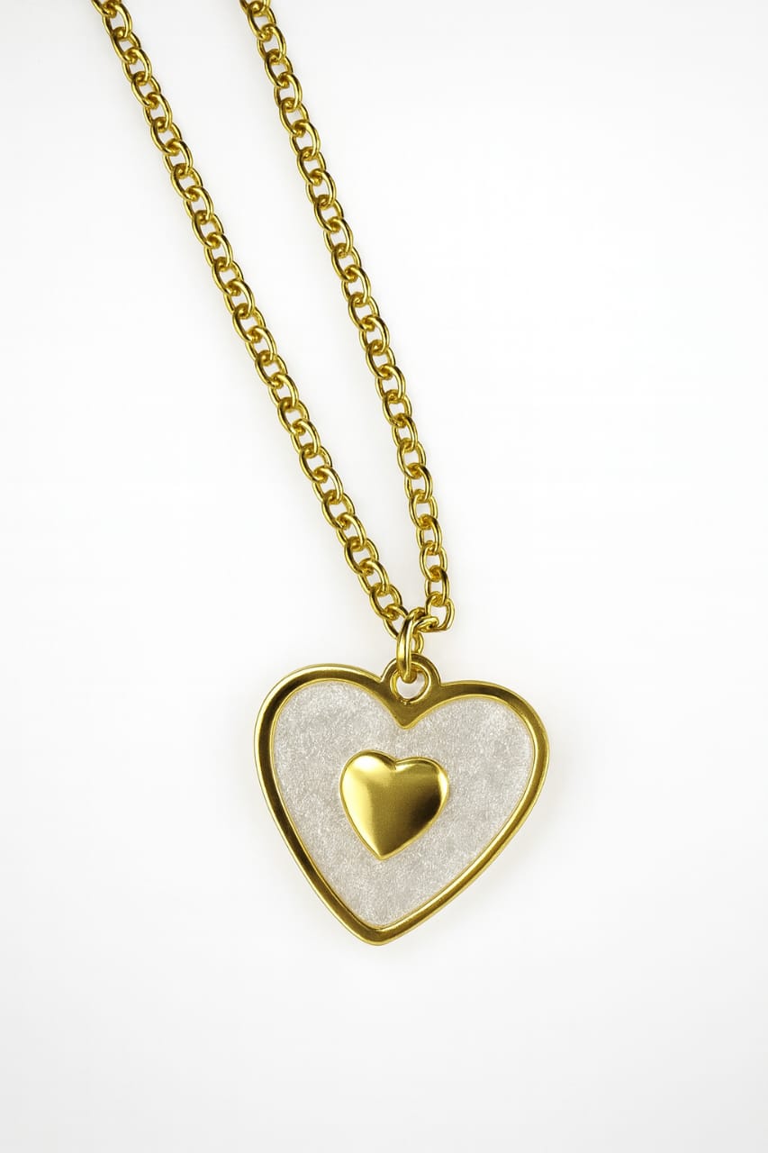 Stainless Steel Double Heart Pendant Necklace – Gold