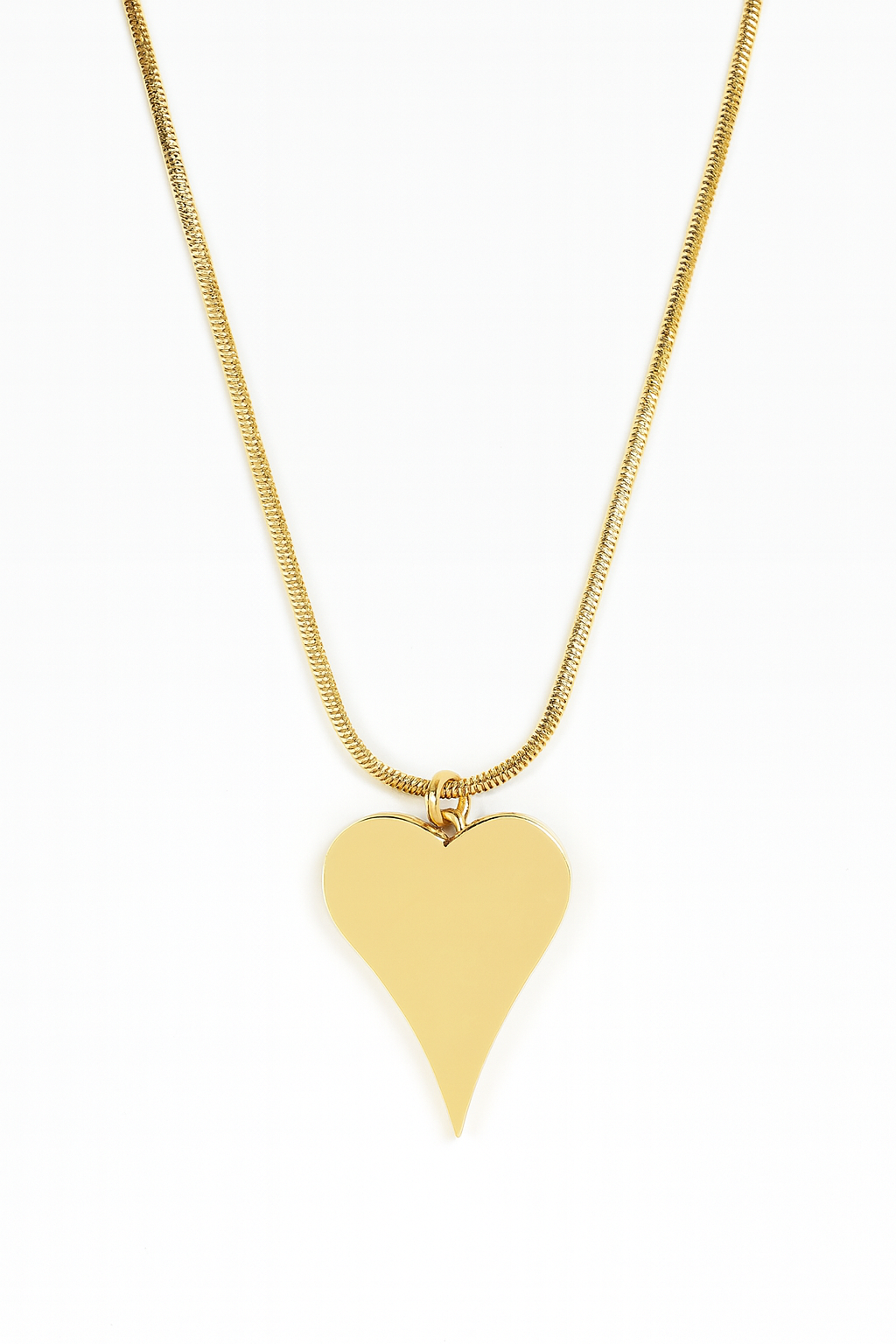 Stainless Steel Polished Heart Pendant Necklace – Gold