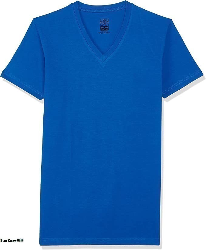 Cotton Lycra Solid V-Neck Short Sleeve T-Shirt – Blue