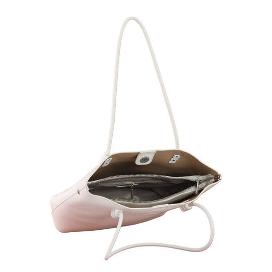 Faux Leather Solid Tote Bag - Beige