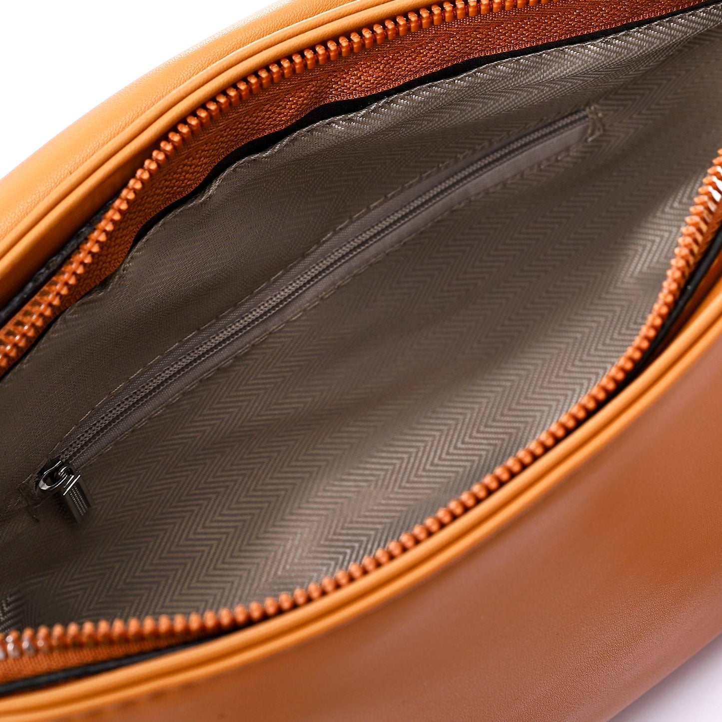 Faux Leather Solid Shoulder Bag with Chain Strap - Camel