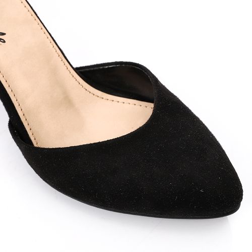 Suede Pointed-Toe Heels - Black