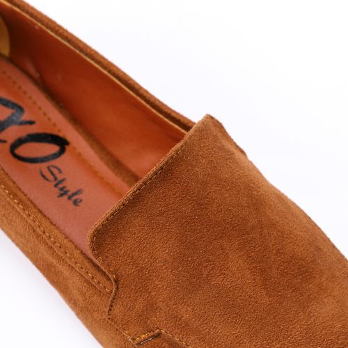 Suede Pointed Slip-On Loafers – Light Tan