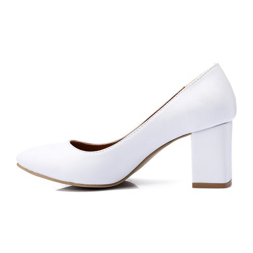 Faux Leather Classic Shoes - White