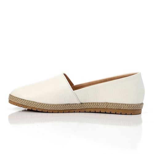 Faux Leather Flat Ballerina - White