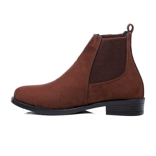 Suede Leather Ankle-Length Chelsea Boots – Brown