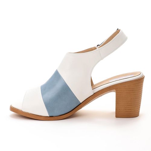 Faux leather Bi-Tone Block Heel Sandals - Multicolor