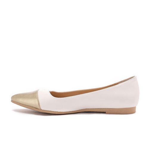 Leather Bi-Tone Ballerina - White